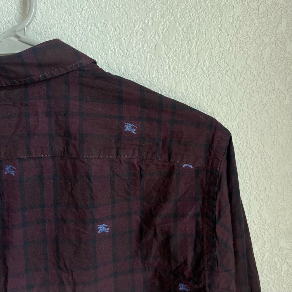 Burberry Purple Plaid Logo Embroidered Long Sleeve - Picture 5 of 6
